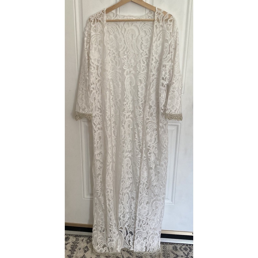 Three Sisters Supply Handmade Lace Duster Kimono Robe White Maine Boutique